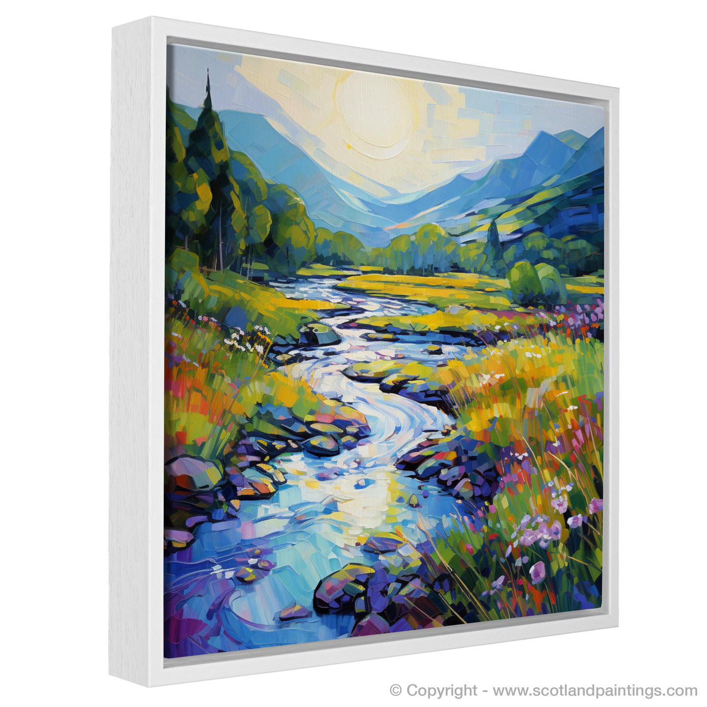 Painting and Art Print of River Orchy, Argyll and Bute in summer entitled "Summer Serenity by River Orchy".