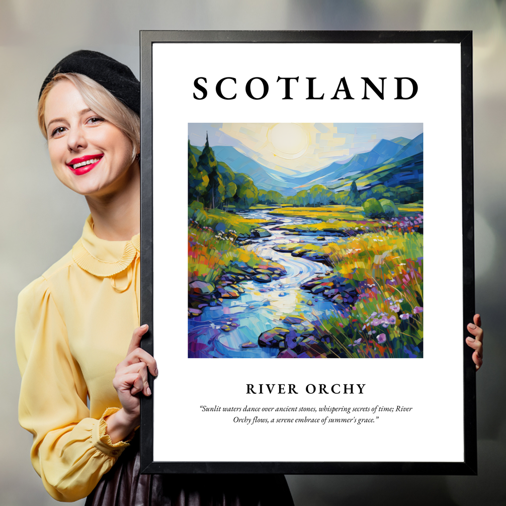 Person holding a poster of River Orchy