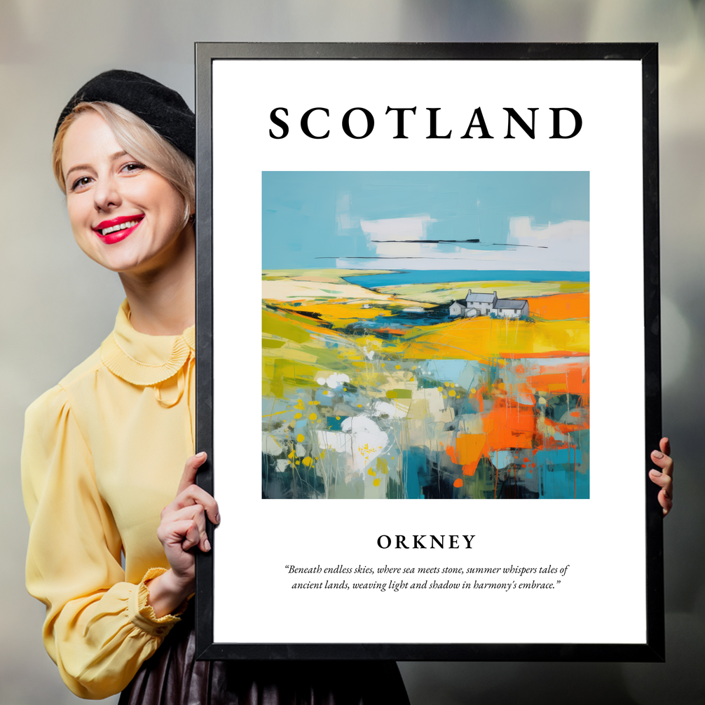 Person holding a poster of Orkney