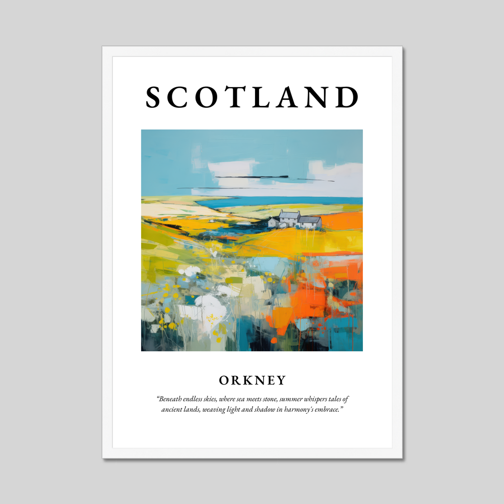 Poster in a white frame with the word Scotland