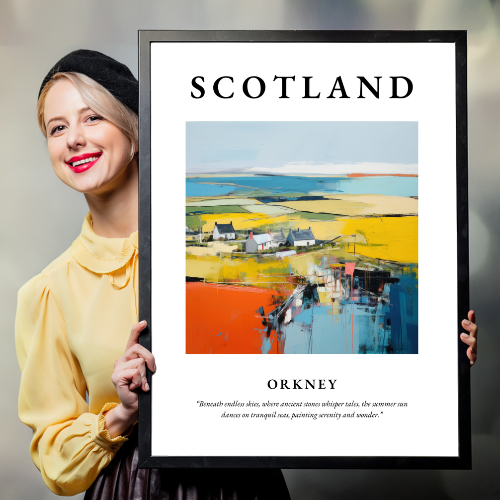 Person holding a poster of Orkney