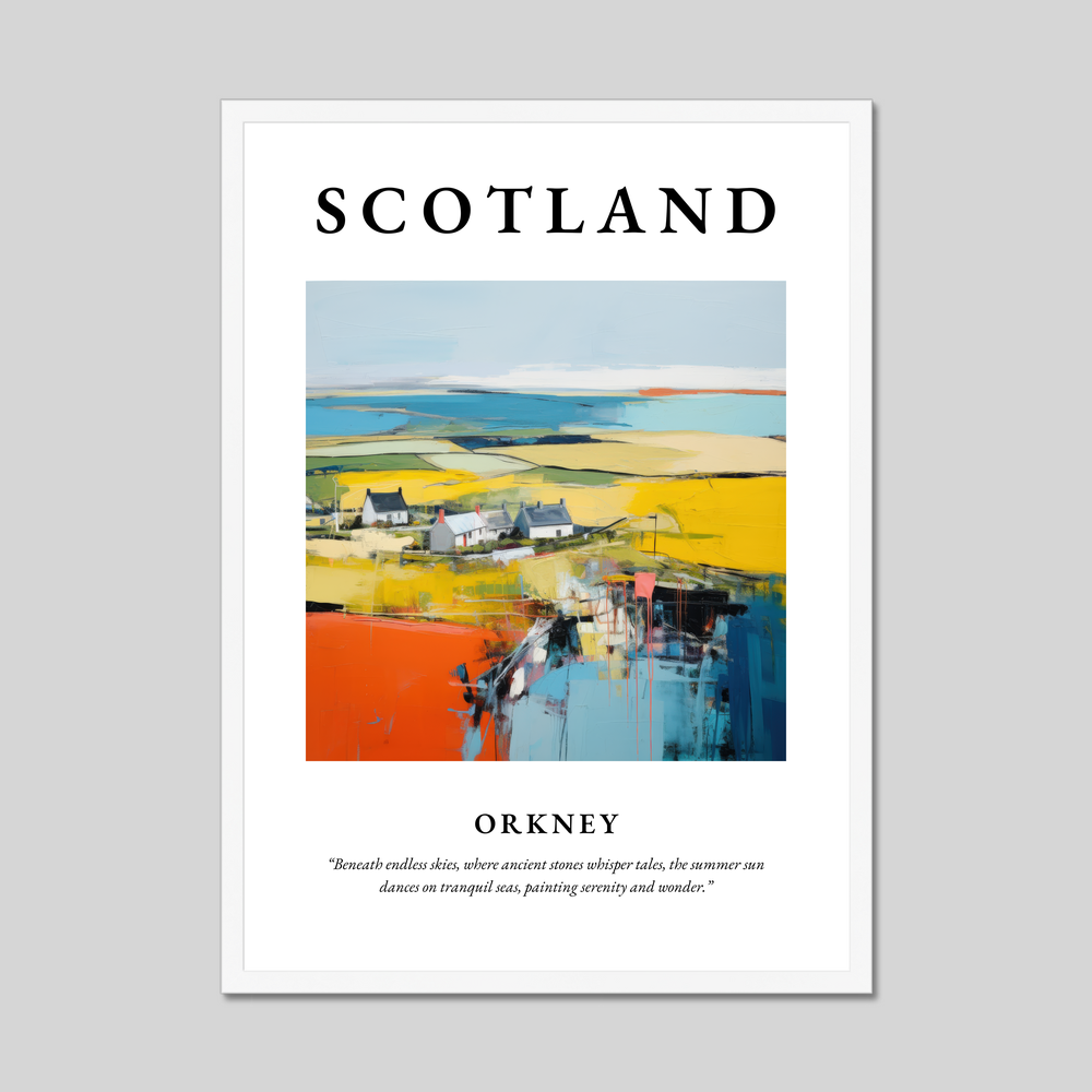 Poster in a white frame with the word Scotland