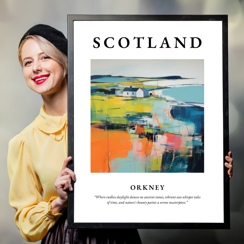 Person holding a poster of Orkney