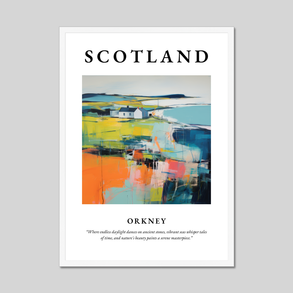 Poster in a white frame with the word Scotland