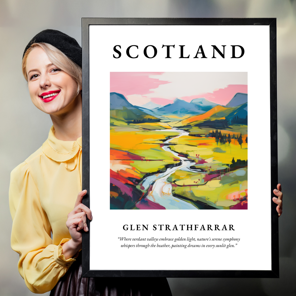 Person holding a poster of Glen Strathfarrar