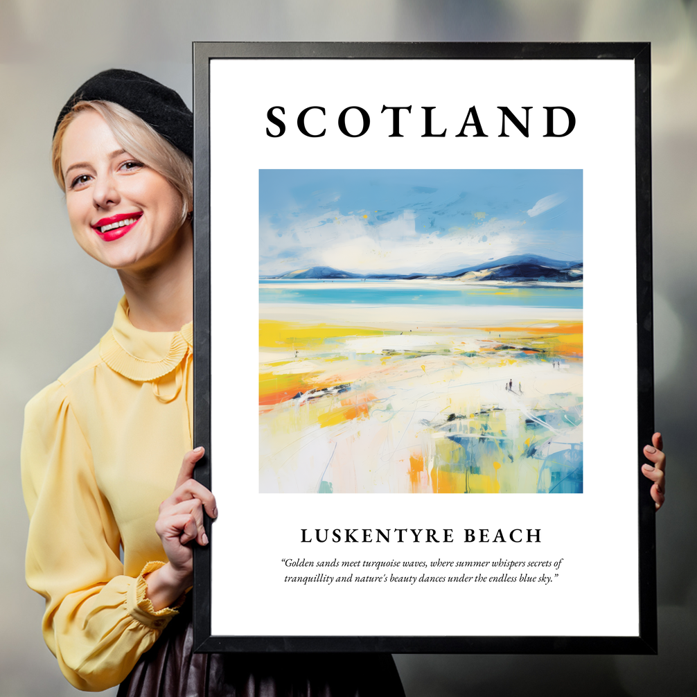 Person holding a poster of Luskentyre Beach