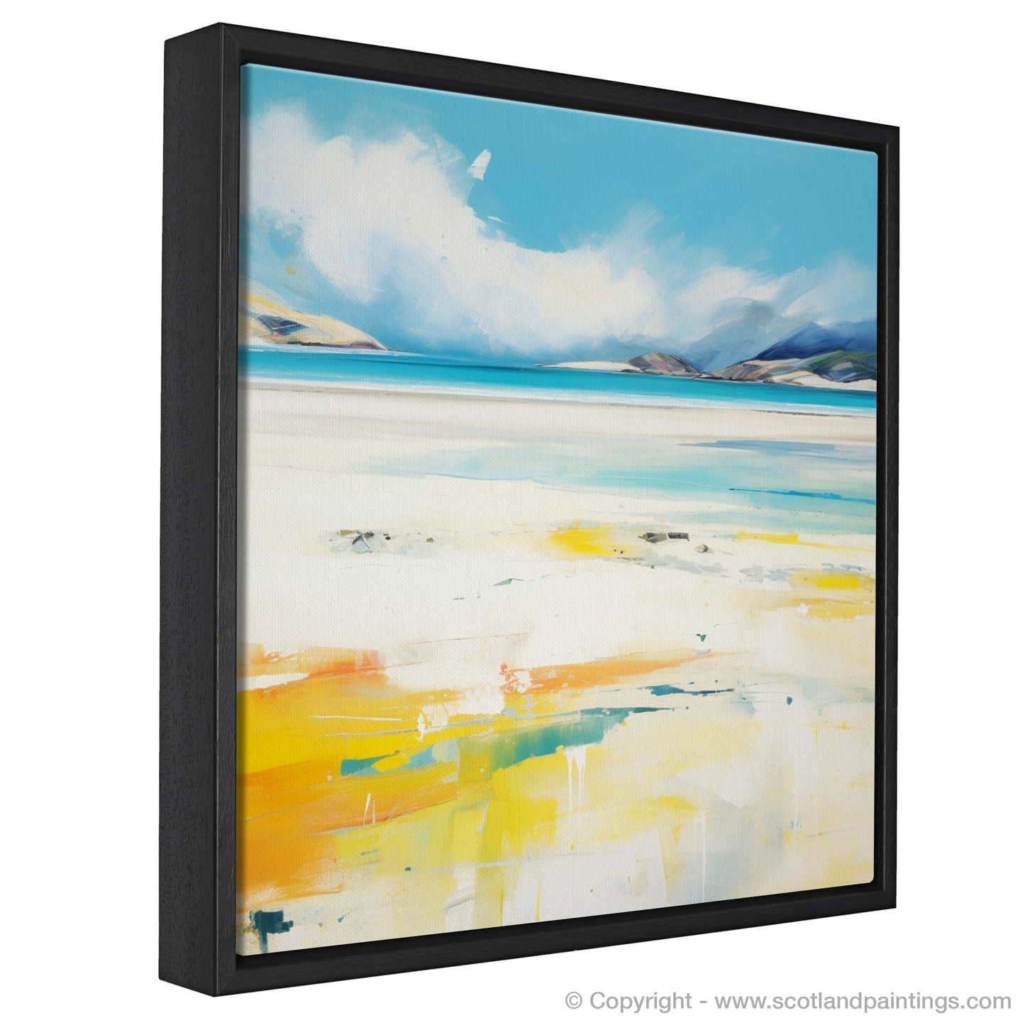 Painting and Art Print of Luskentyre Beach, Isle of Harris in summer entitled "Luskentyre Beach Bliss: An Abstract Ode to Summer".