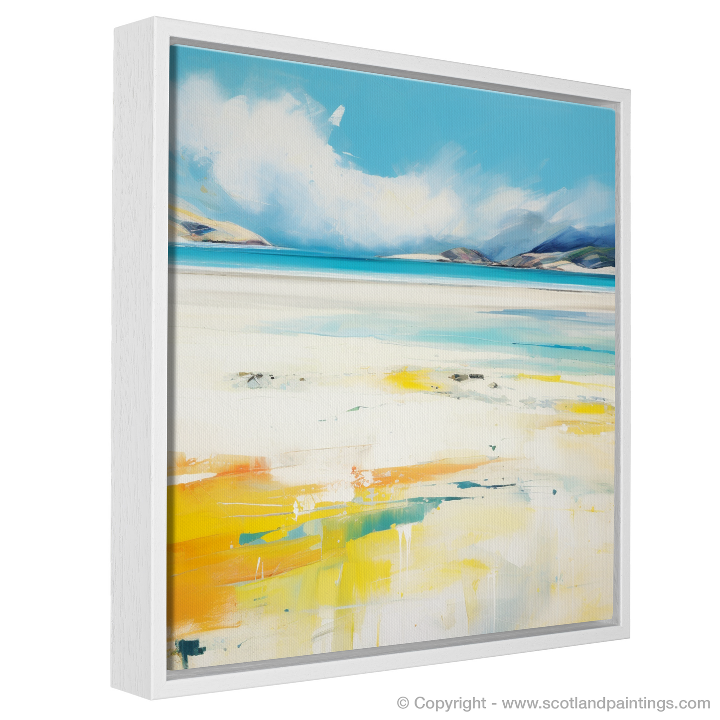 Painting and Art Print of Luskentyre Beach, Isle of Harris in summer entitled "Luskentyre Beach Bliss: An Abstract Ode to Summer".