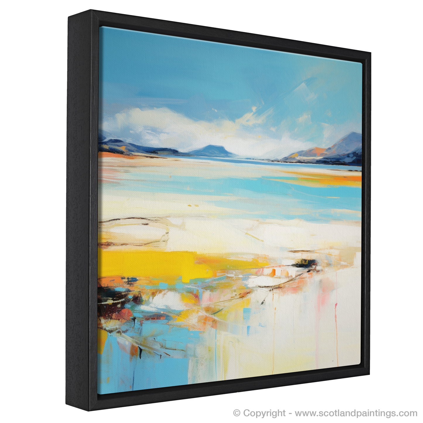 Painting and Art Print of Luskentyre Beach, Isle of Harris in summer entitled "Vibrant Horizons: An Abstract Ode to Luskentyre Beach".