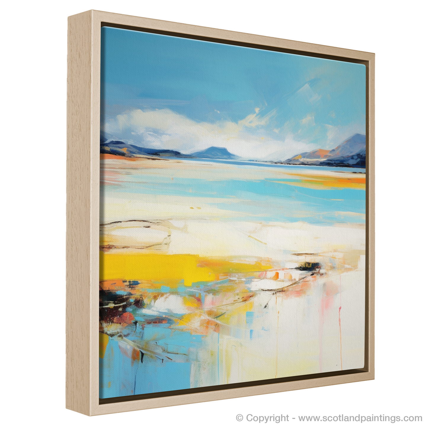 Painting and Art Print of Luskentyre Beach, Isle of Harris in summer entitled "Vibrant Horizons: An Abstract Ode to Luskentyre Beach".