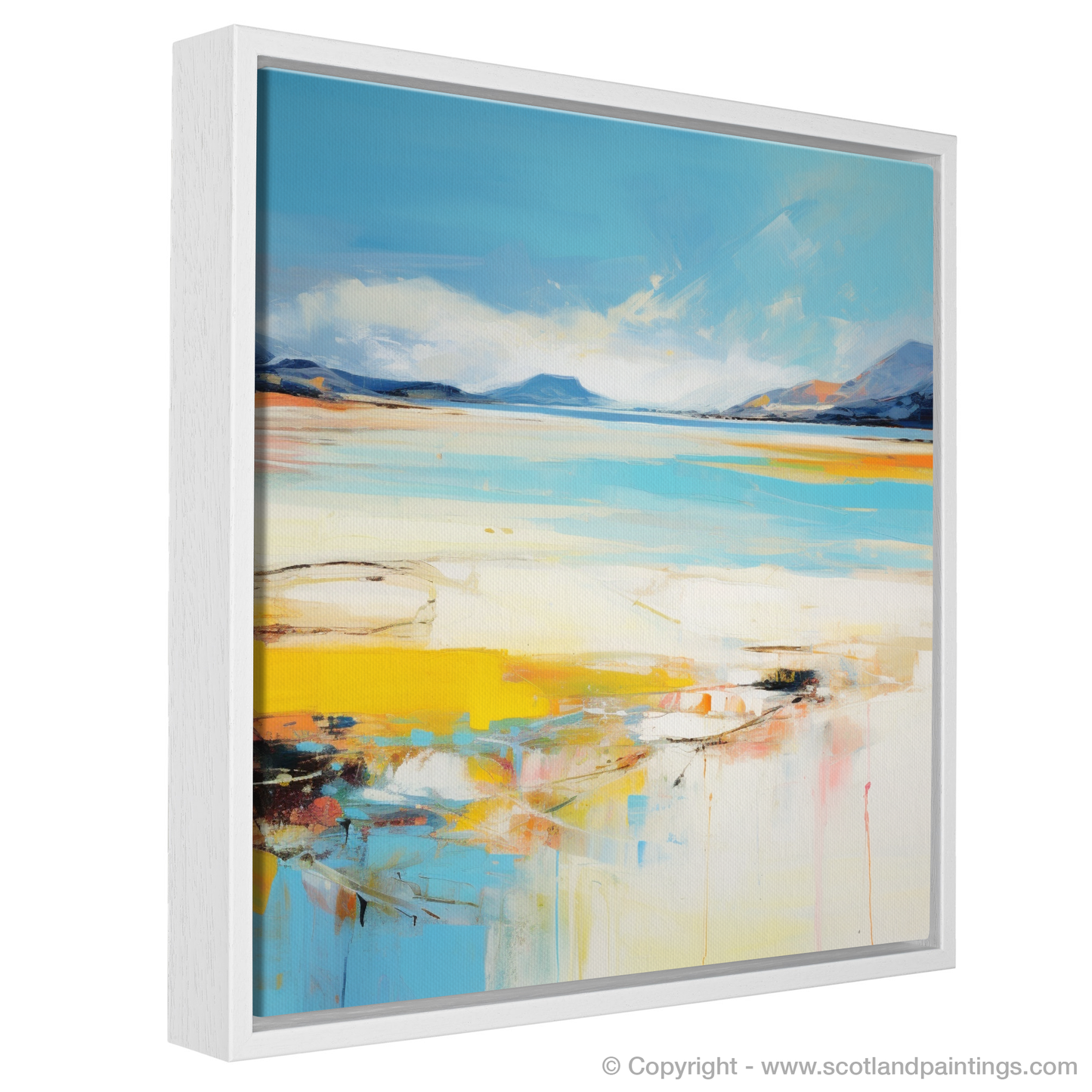 Painting and Art Print of Luskentyre Beach, Isle of Harris in summer entitled "Vibrant Horizons: An Abstract Ode to Luskentyre Beach".