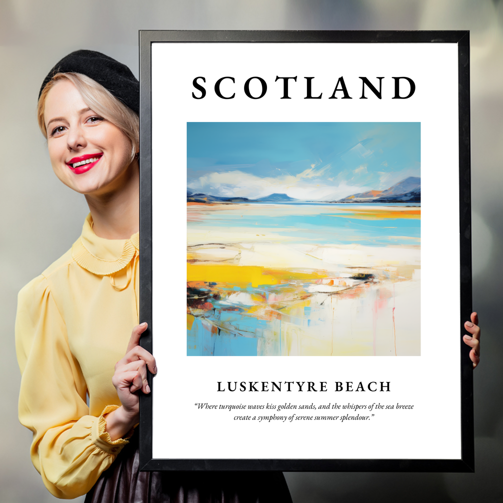 Person holding a poster of Luskentyre Beach