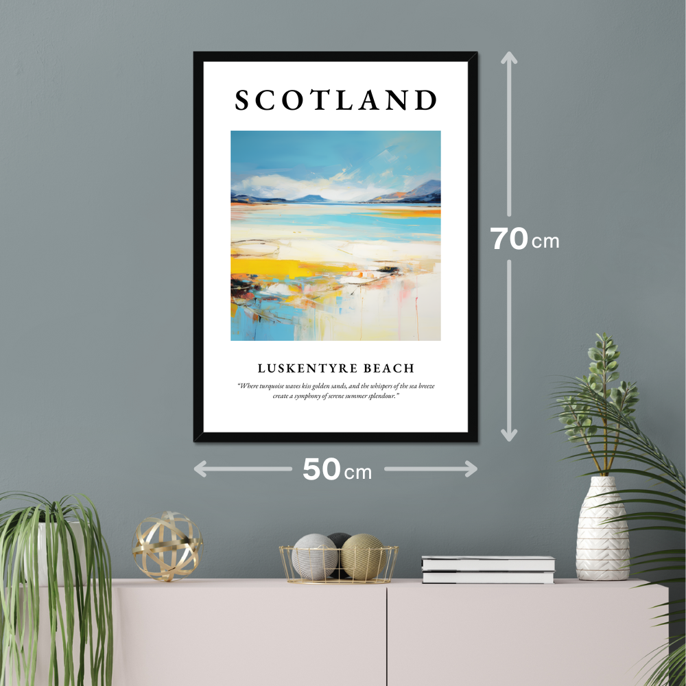 Poster of Luskentyre Beach hanging on a wall