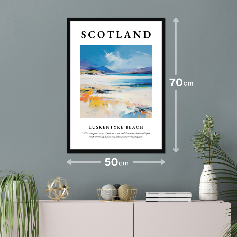 Poster of Luskentyre Beach hanging on a wall