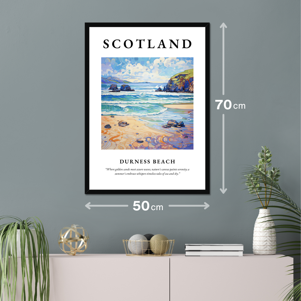 Poster of Durness Beach hanging on a wall