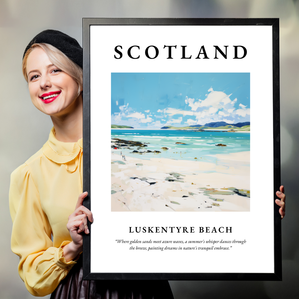 Person holding a poster of Luskentyre Beach