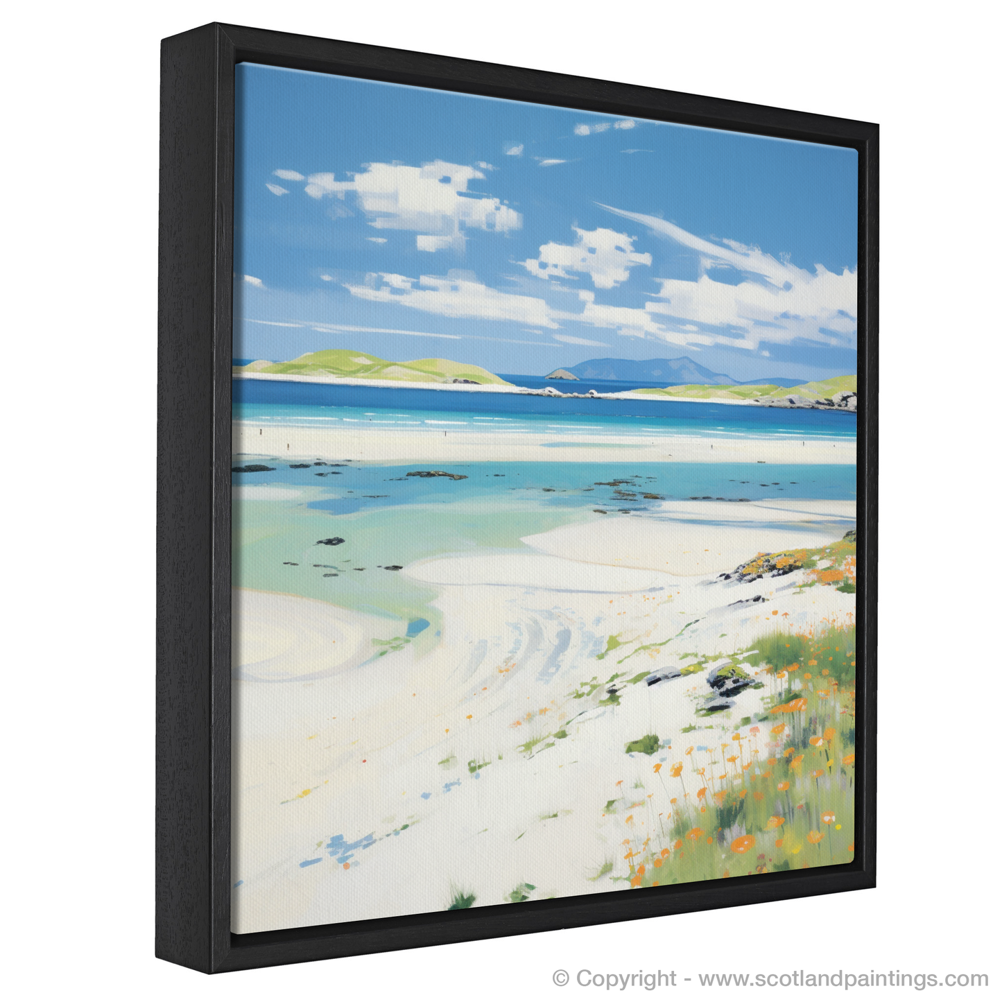 Painting and Art Print of Luskentyre Beach, Isle of Harris in summer entitled "Luskentyre Beach Serenade: An Abstract Ode to Scottish Summer".