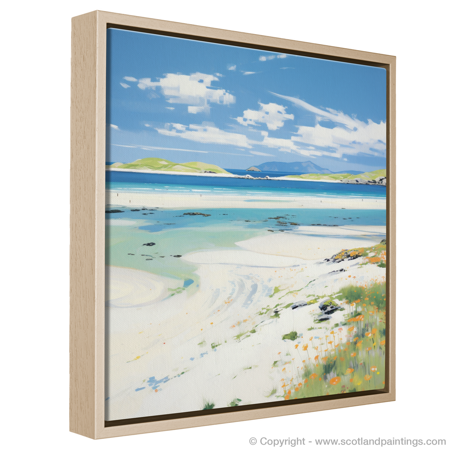 Painting and Art Print of Luskentyre Beach, Isle of Harris in summer entitled "Luskentyre Beach Serenade: An Abstract Ode to Scottish Summer".