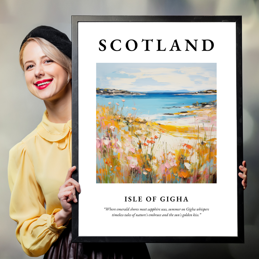 Person holding a poster of Isle of Gigha