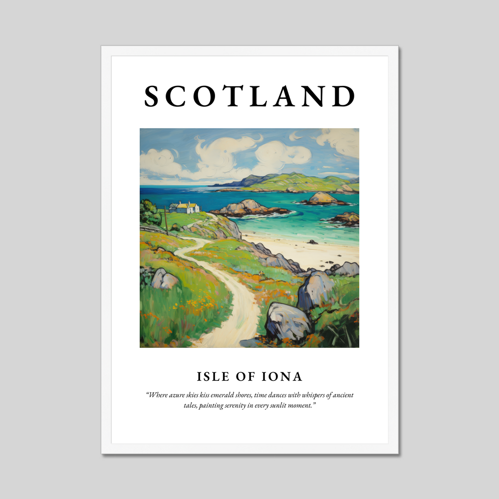 Poster in a white frame with the word Scotland