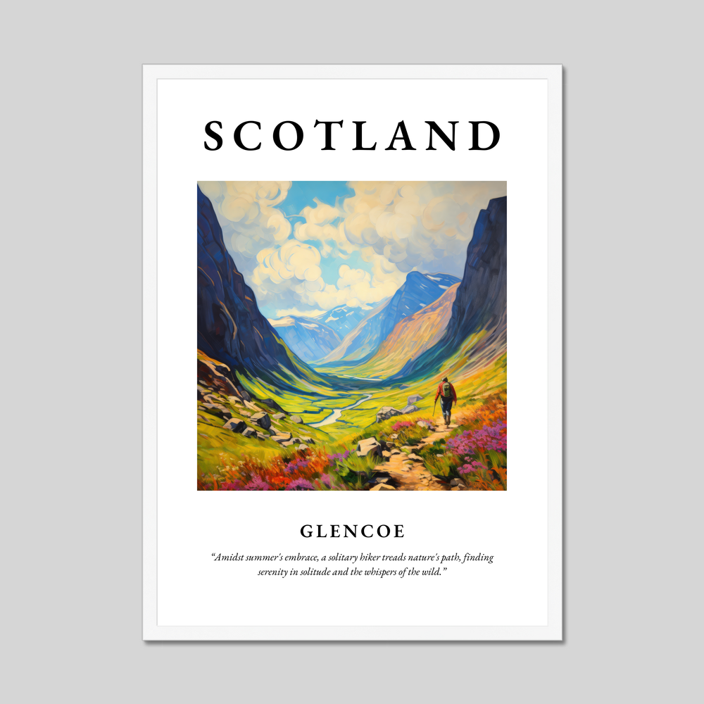 Poster in a white frame with the word Scotland