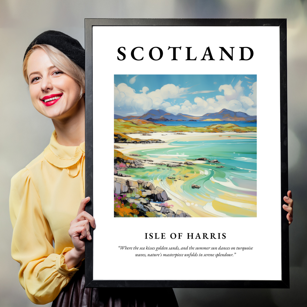 Person holding a poster of Isle of Harris