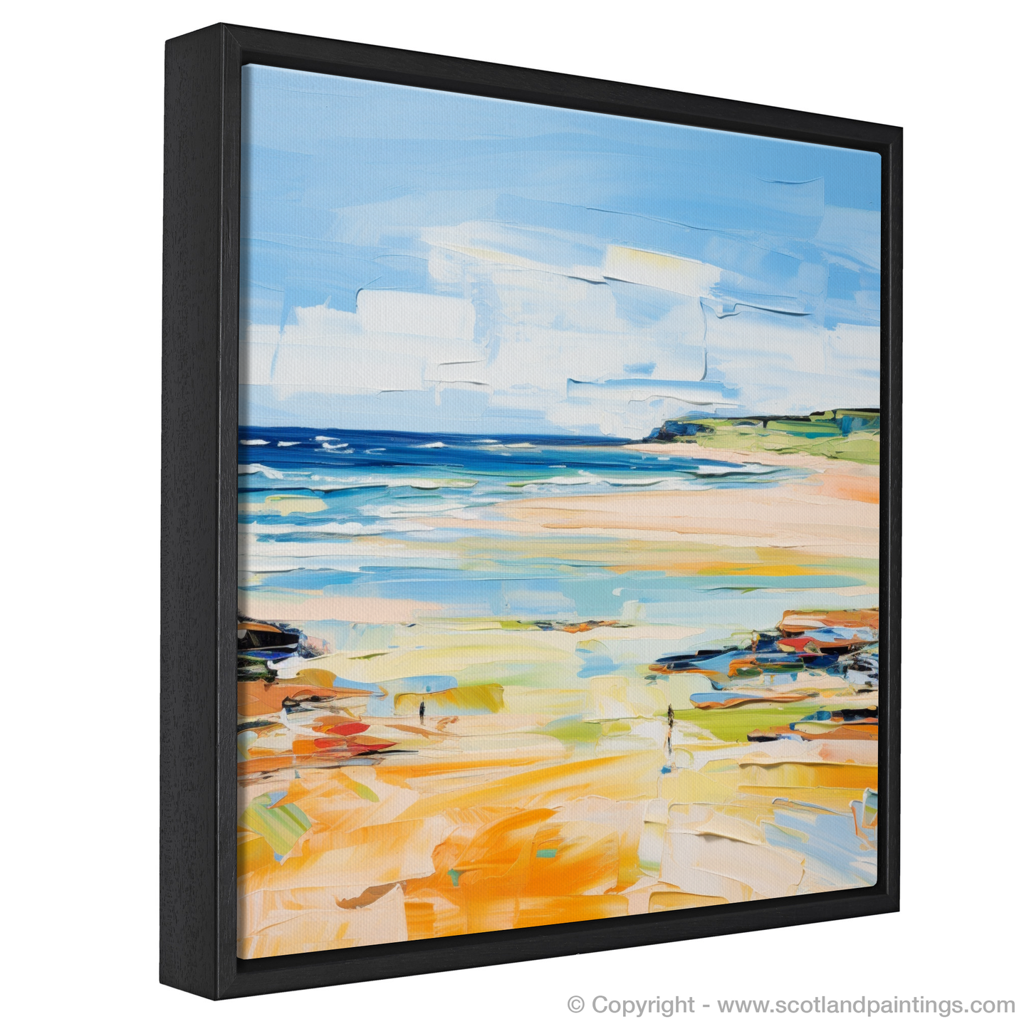 Painting and Art Print of St Cyrus Beach, Aberdeenshire in summer entitled "Summer Abstraction of St Cyrus Beach".