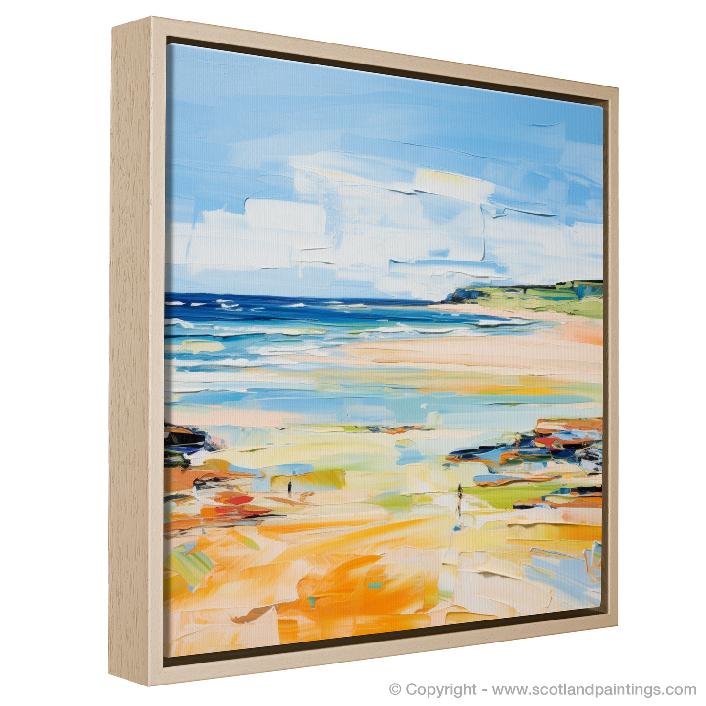 Painting and Art Print of St Cyrus Beach, Aberdeenshire in summer entitled "Summer Abstraction of St Cyrus Beach".