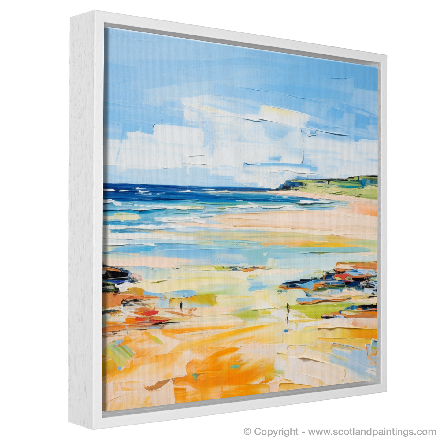 Painting and Art Print of St Cyrus Beach, Aberdeenshire in summer entitled "Summer Abstraction of St Cyrus Beach".