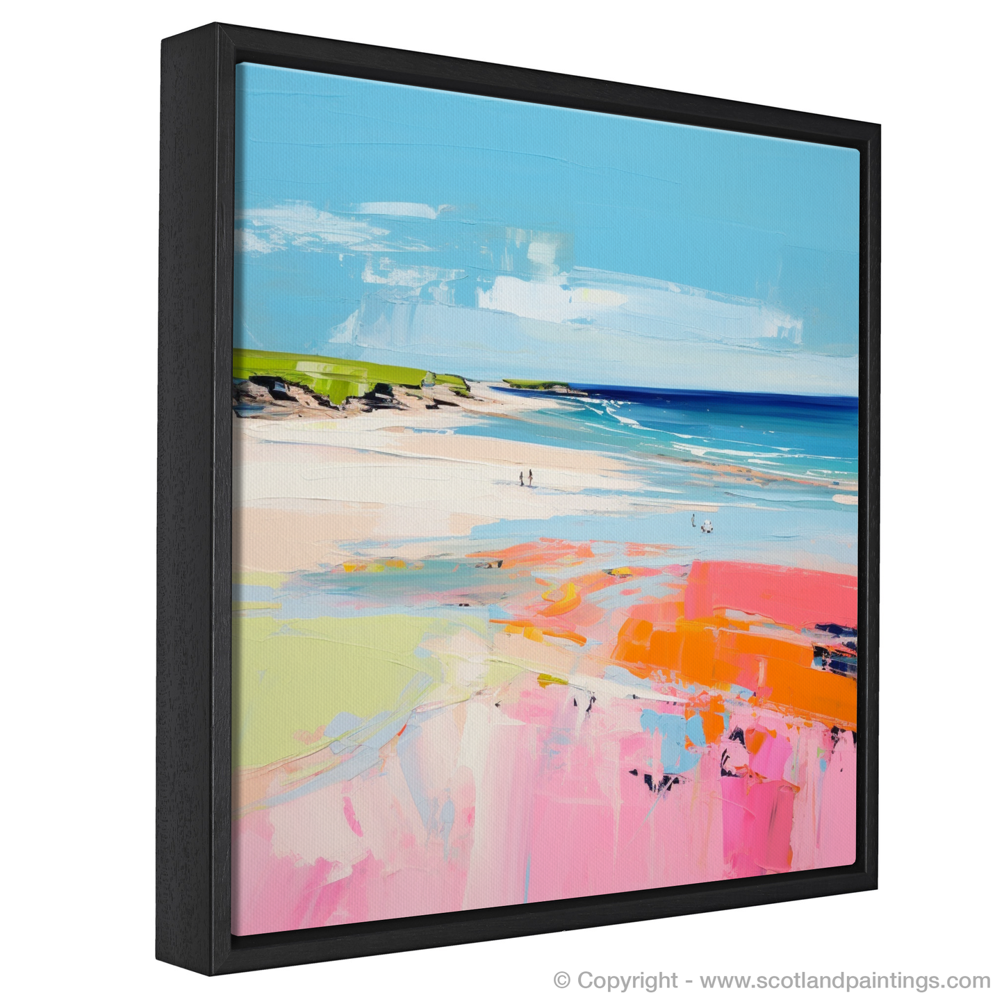 Painting and Art Print of St Cyrus Beach, Aberdeenshire in summer entitled "Aberdeenshire Summer Vibrance: An Abstract Ode to St Cyrus Beach".