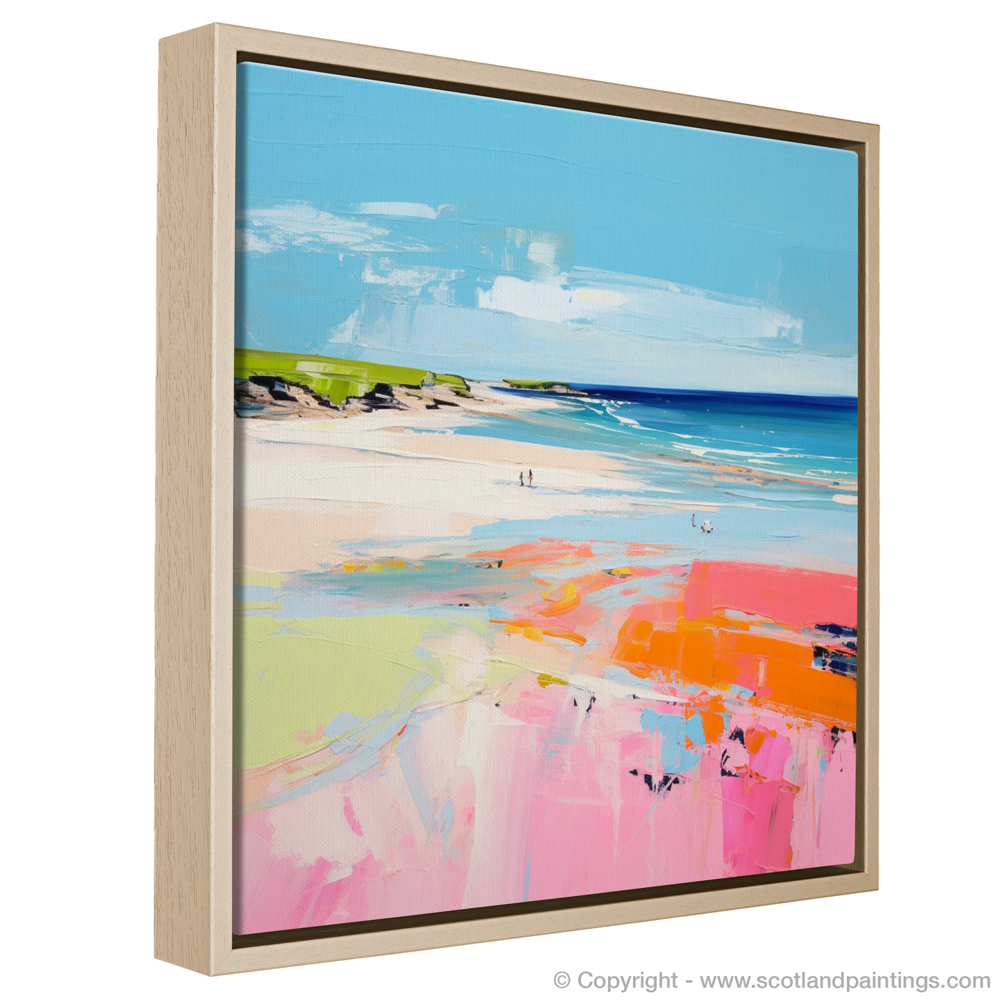 Painting and Art Print of St Cyrus Beach, Aberdeenshire in summer entitled "Aberdeenshire Summer Vibrance: An Abstract Ode to St Cyrus Beach".