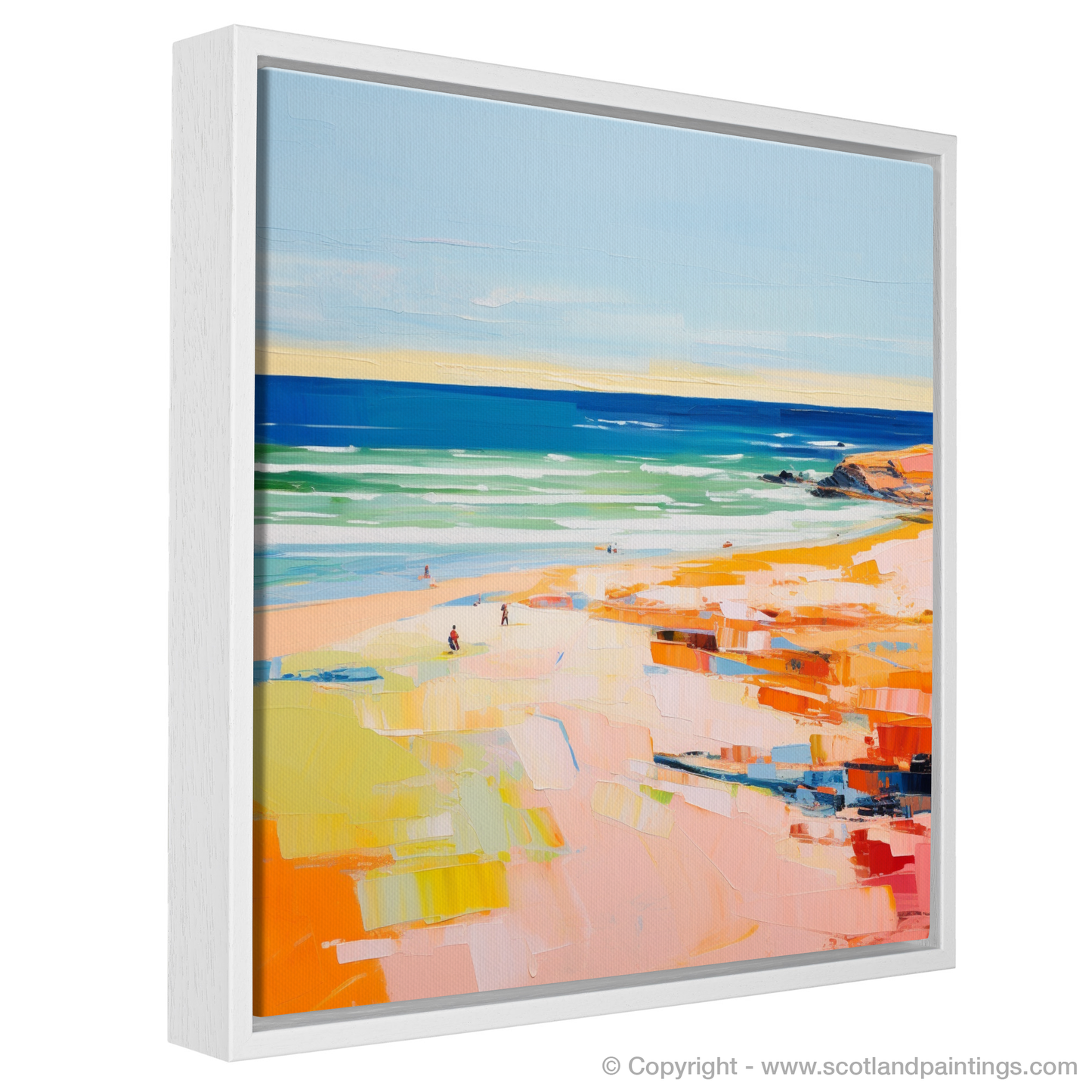 Painting and Art Print of St Cyrus Beach, Aberdeenshire in summer entitled "Aberdeenshire Summer Serenade".