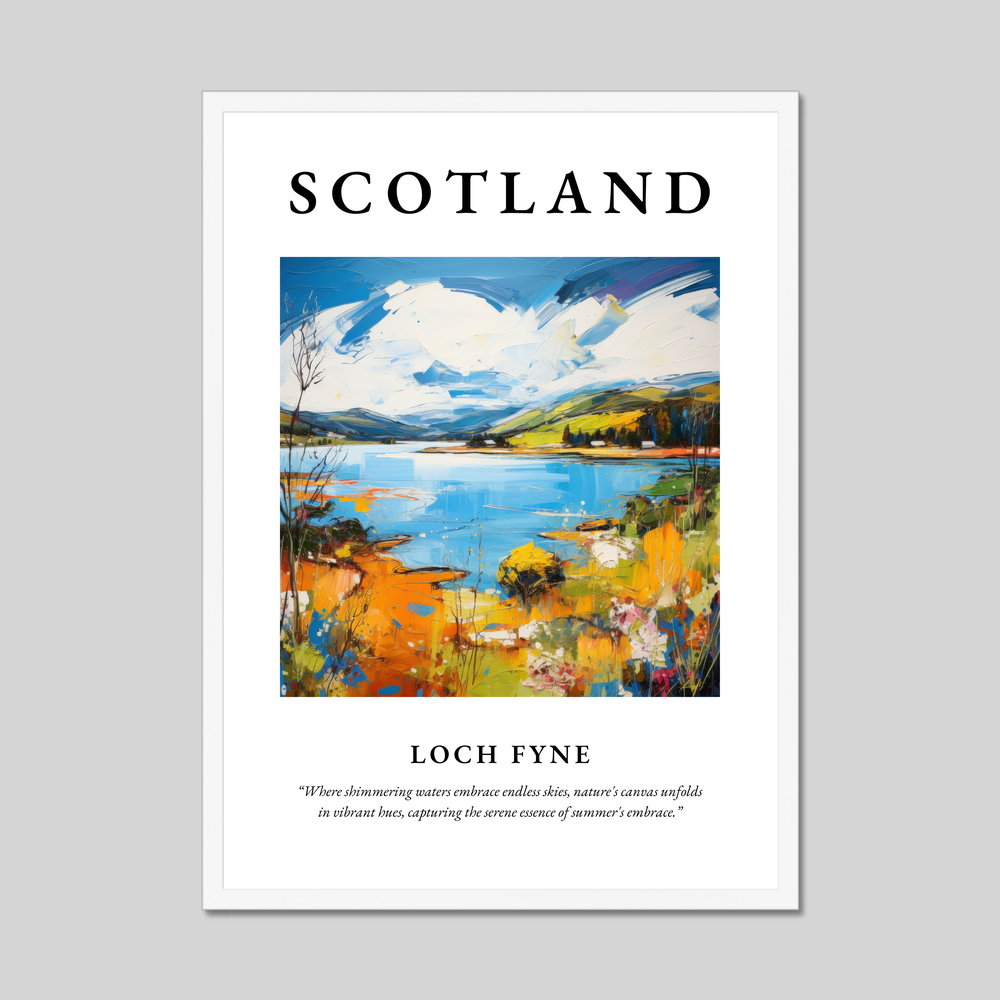 Poster in a white frame with the word Scotland