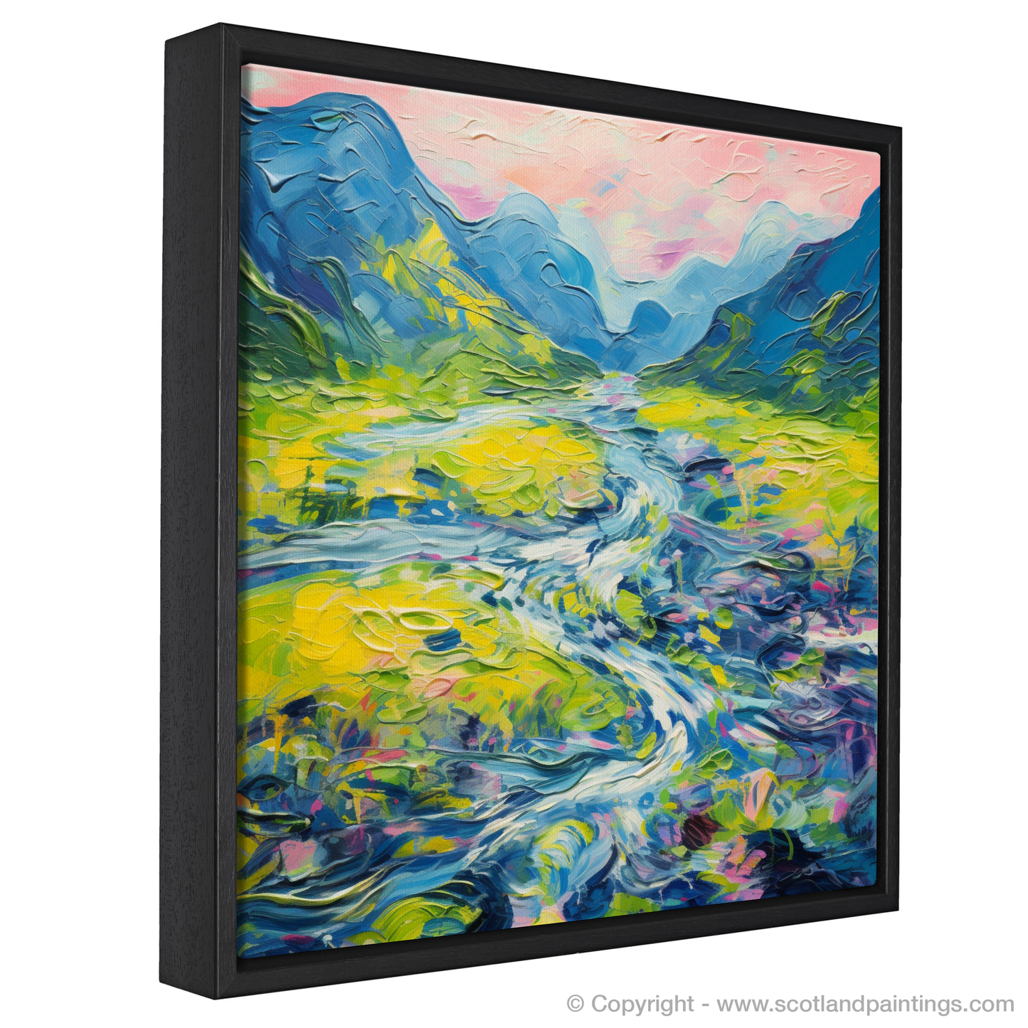 Painting and Art Print of River in Glencoe during summer entitled "Summer Rush in Glencoe Valley".