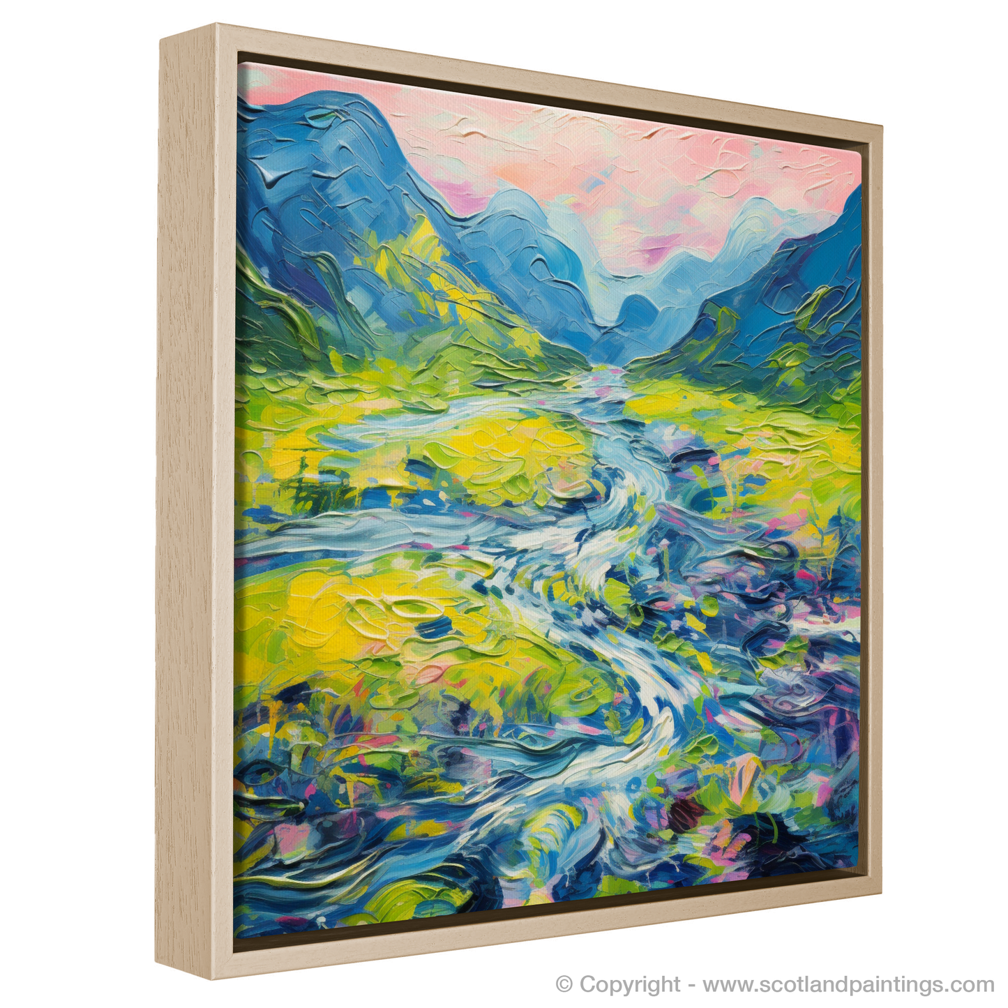Painting and Art Print of River in Glencoe during summer entitled "Summer Rush in Glencoe Valley".