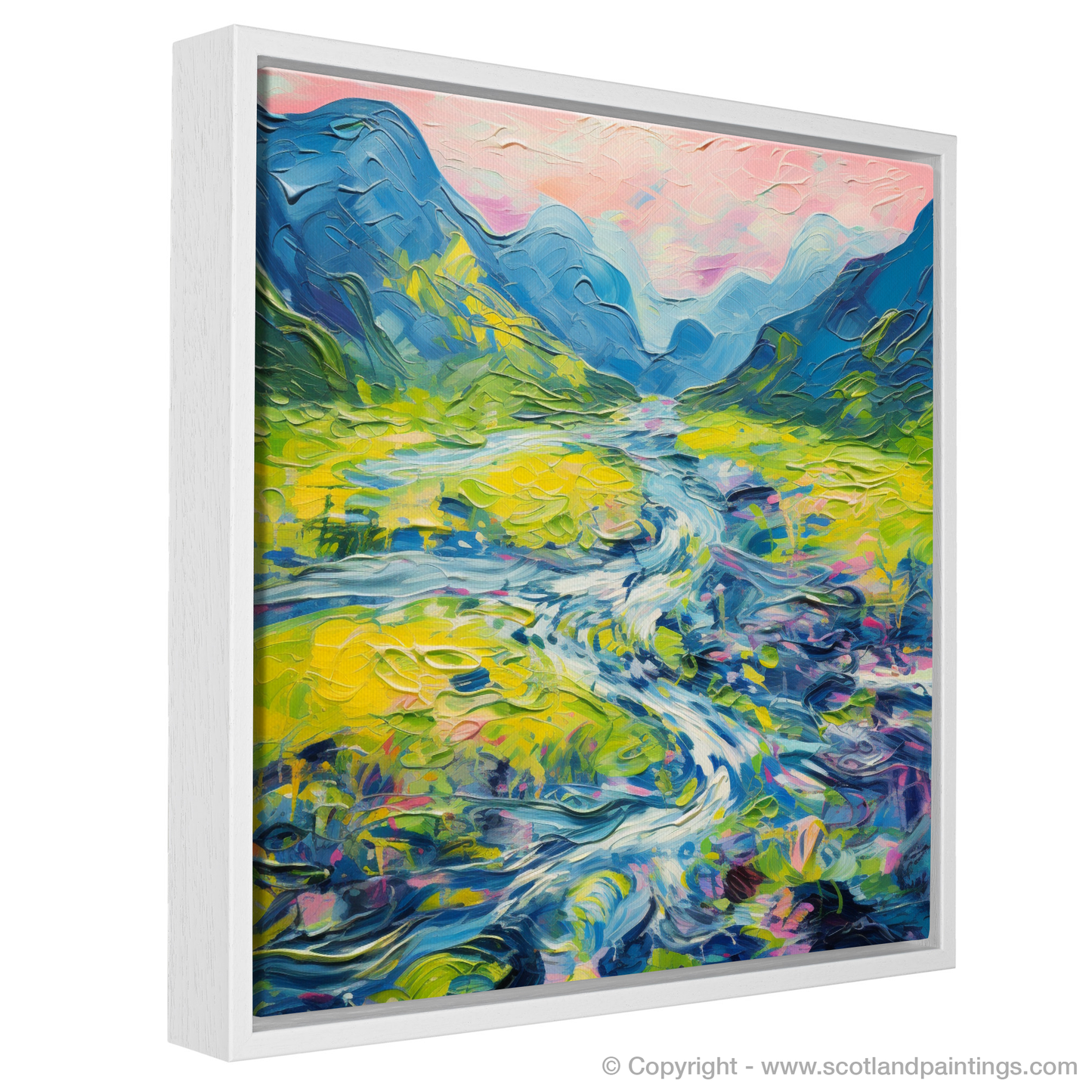 Painting and Art Print of River in Glencoe during summer entitled "Summer Rush in Glencoe Valley".