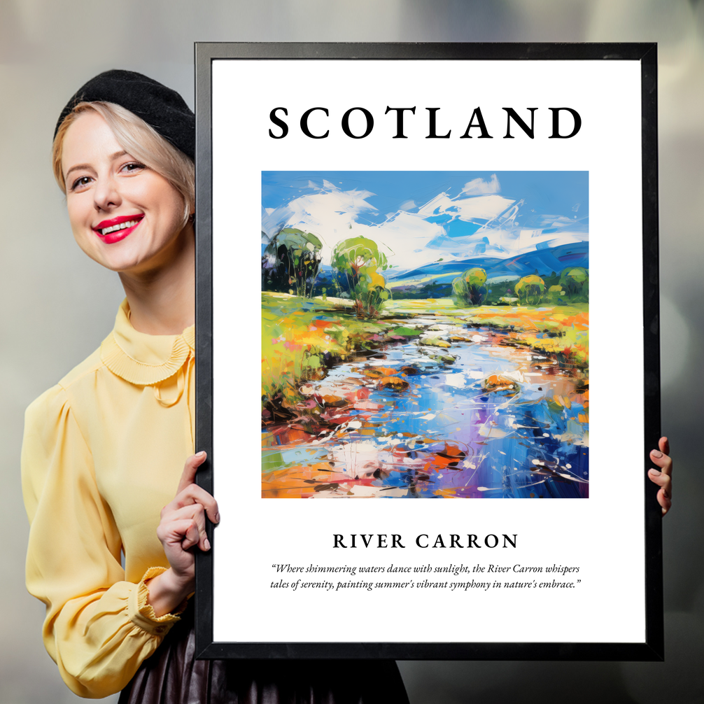 Person holding a poster of River Carron