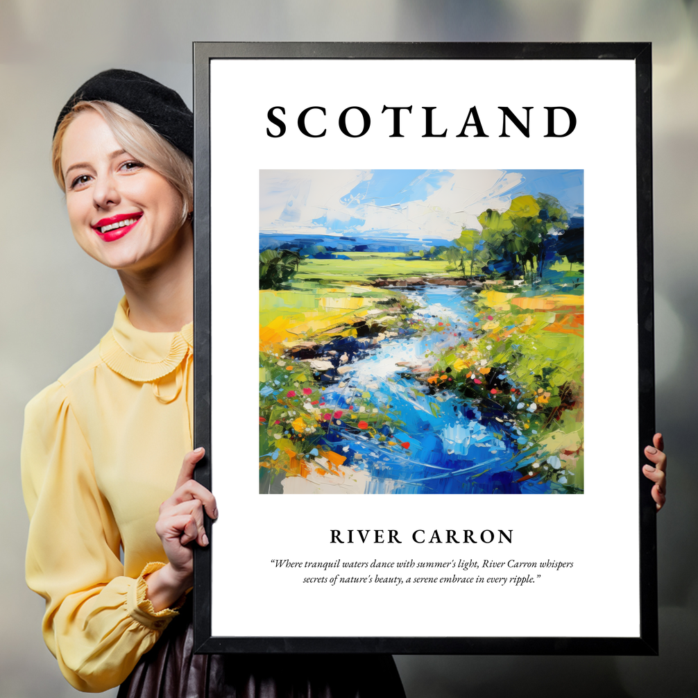 Person holding a poster of River Carron