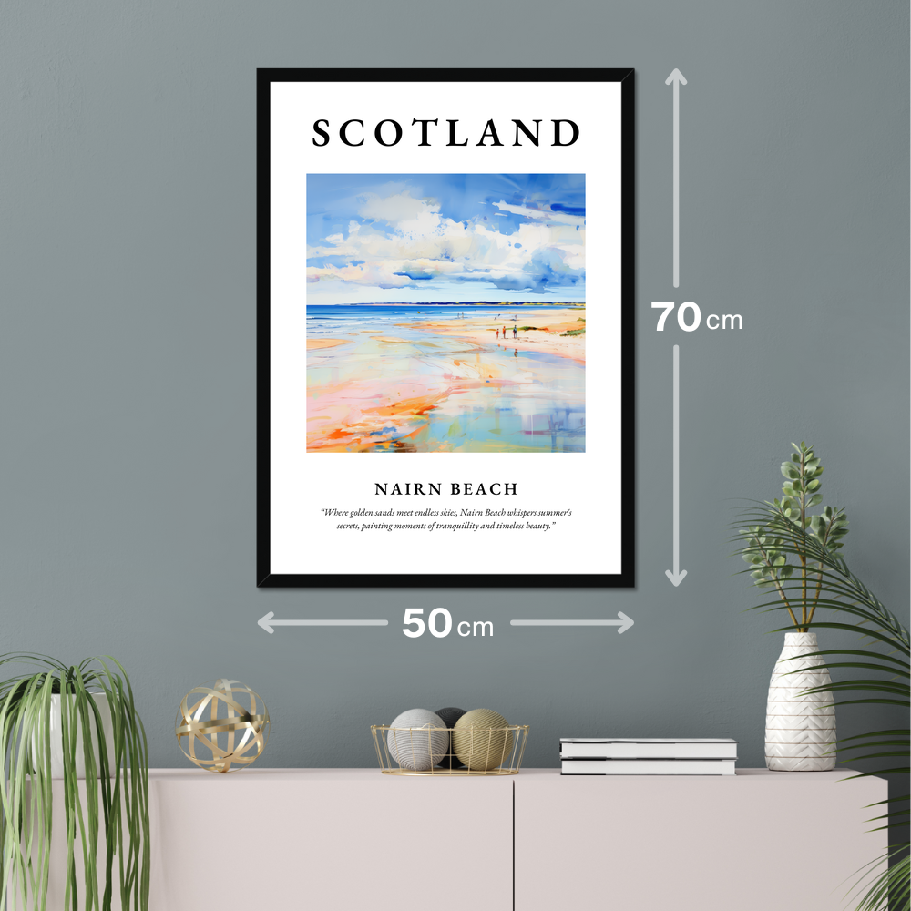 Poster of Nairn Beach hanging on a wall