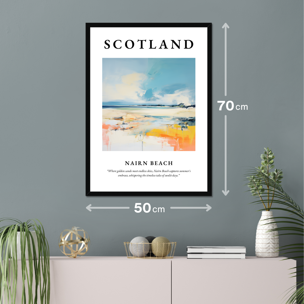 Poster of Nairn Beach hanging on a wall