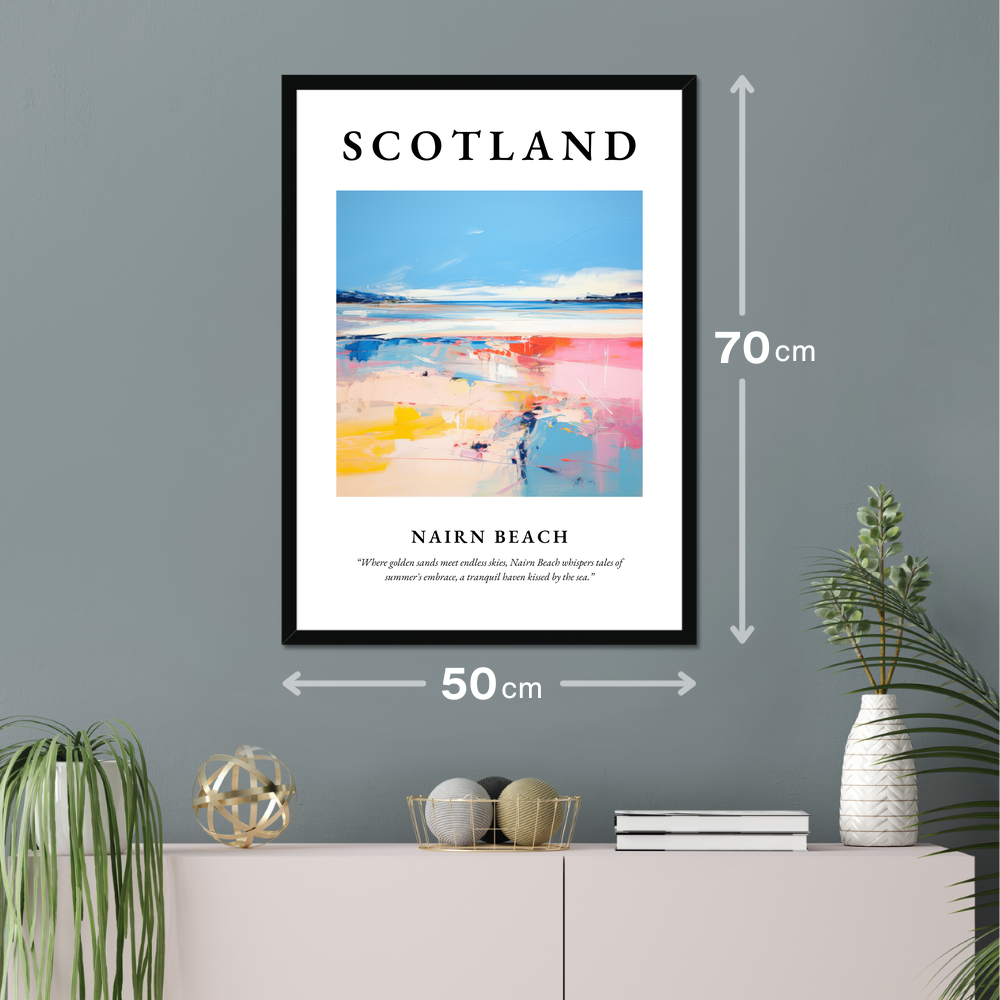 Poster of Nairn Beach hanging on a wall