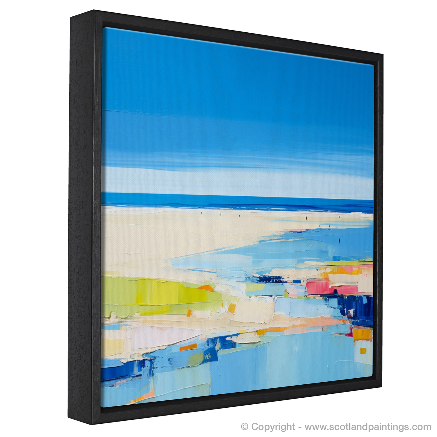 Painting and Art Print of St Cyrus Beach, Aberdeenshire in summer entitled "Aberdeenshire Shoreline Abstract: St Cyrus Beach Summer Palette".