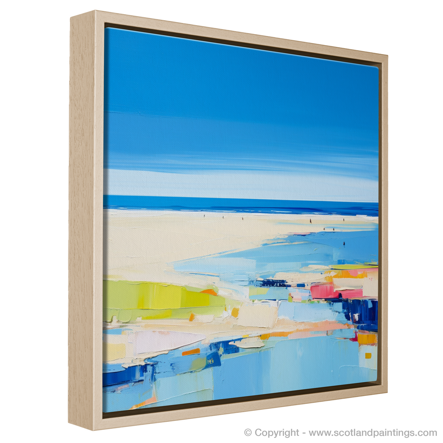 Painting and Art Print of St Cyrus Beach, Aberdeenshire in summer entitled "Aberdeenshire Shoreline Abstract: St Cyrus Beach Summer Palette".