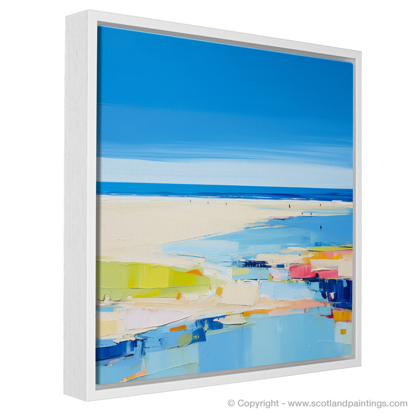 Painting and Art Print of St Cyrus Beach, Aberdeenshire in summer entitled "Aberdeenshire Shoreline Abstract: St Cyrus Beach Summer Palette".