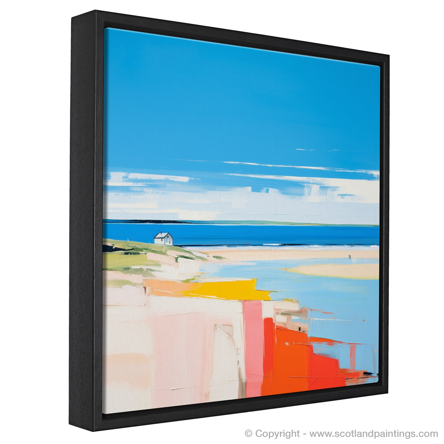 Painting and Art Print of St Cyrus Beach, Aberdeenshire in summer entitled "Summer Vibrance at St Cyrus Beach".