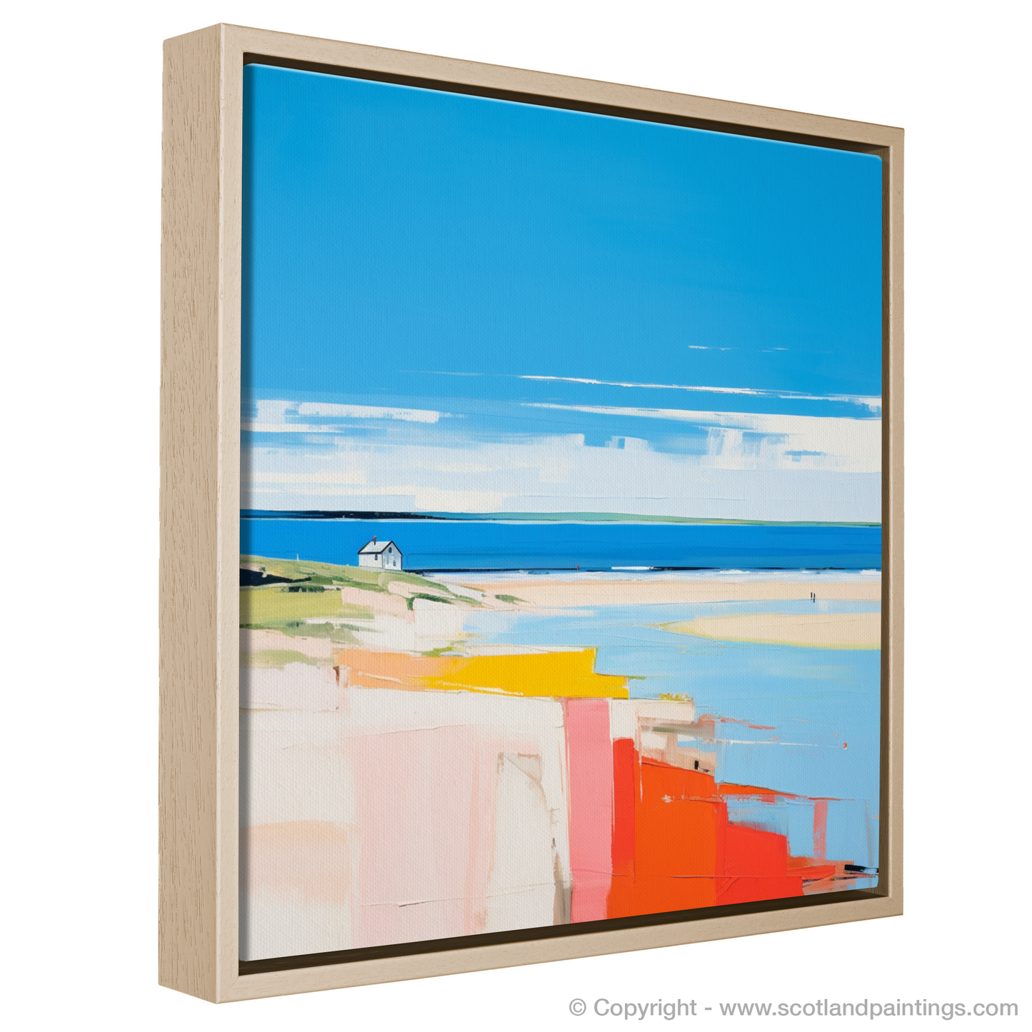 Painting and Art Print of St Cyrus Beach, Aberdeenshire in summer entitled "Summer Vibrance at St Cyrus Beach".