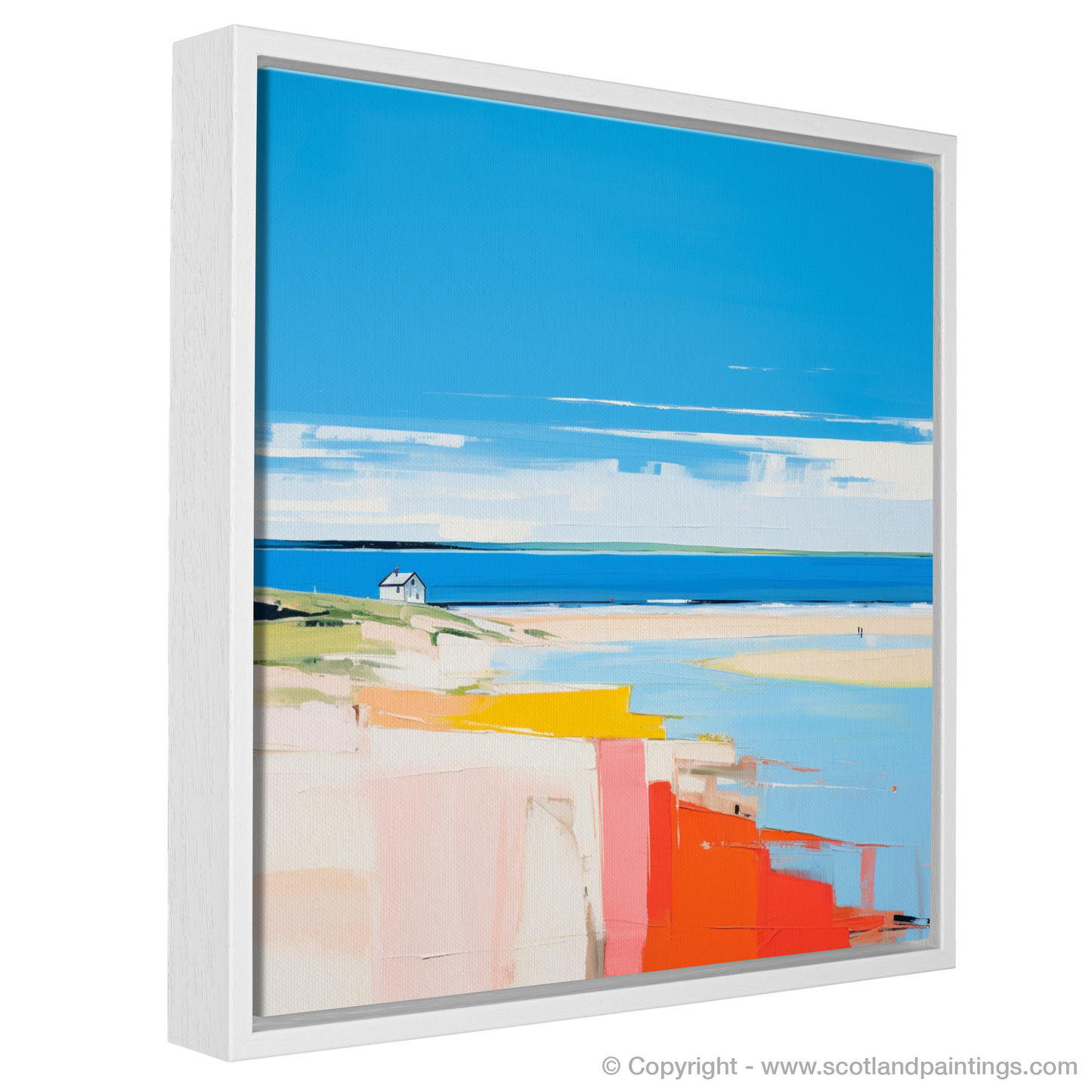 Painting and Art Print of St Cyrus Beach, Aberdeenshire in summer entitled "Summer Vibrance at St Cyrus Beach".