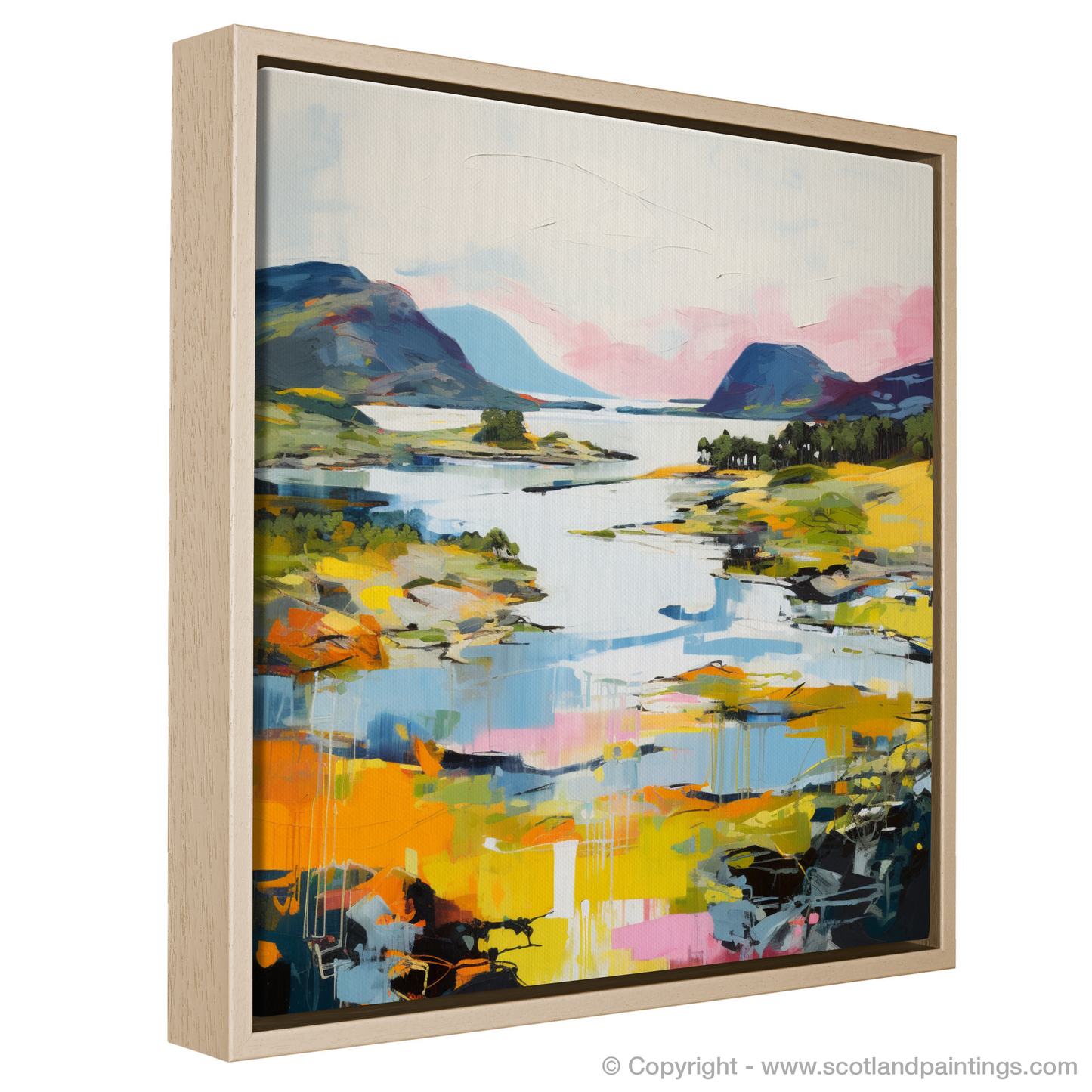 Painting and Art Print of Loch Morar, Highlands in summer entitled "Summer Serenity at Loch Morar".