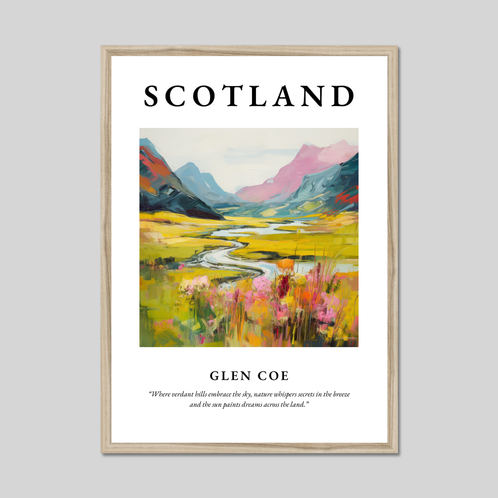 Poster in a natural frame with the word Scotland