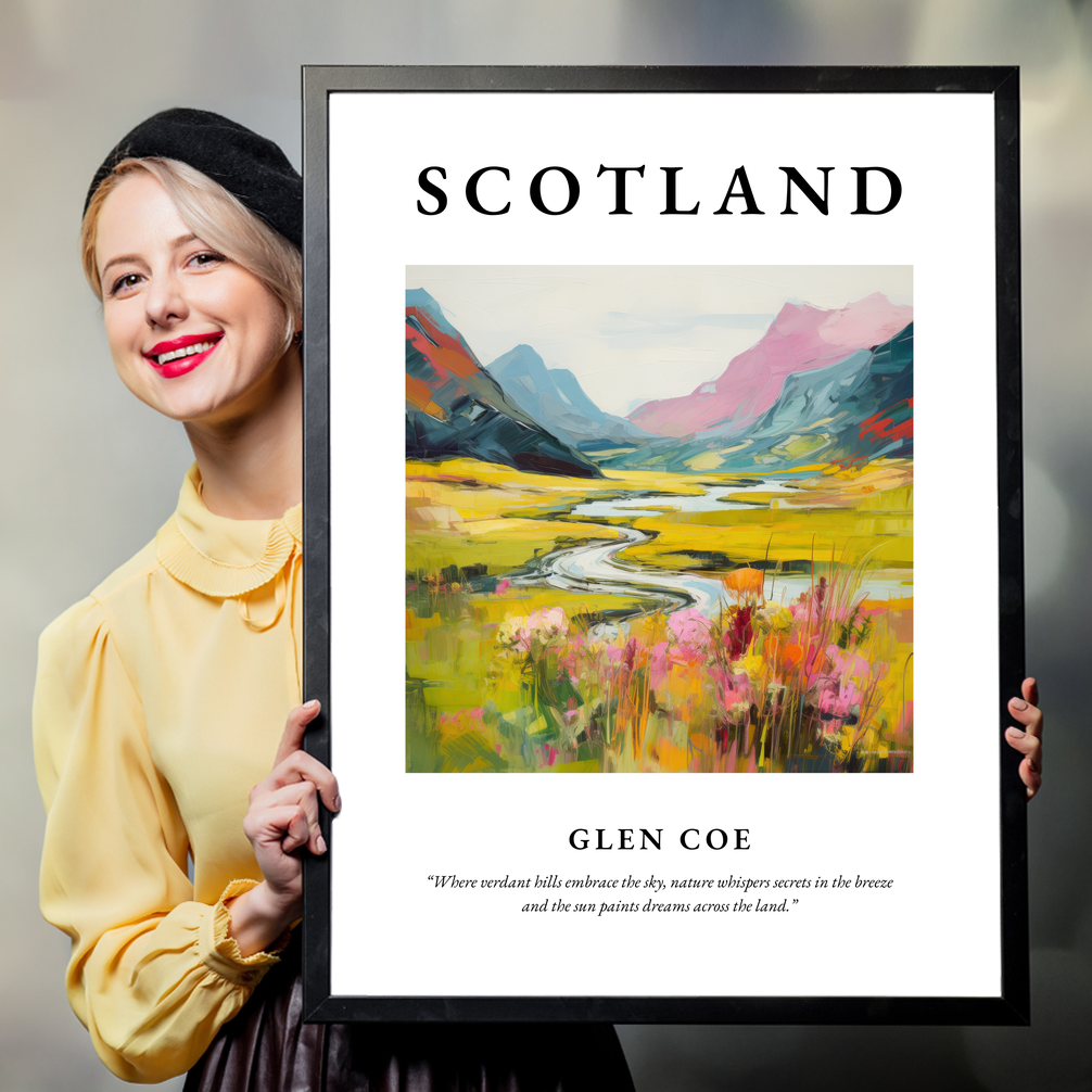 Person holding a poster of Glen Coe